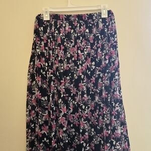 Banana Republic Black Skirt with Pink and White Floral Pattern